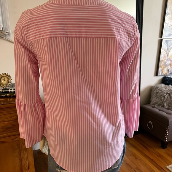 J. Crew Pink Striped Bell Sleeve Top / Tunic - Picture 6 of 9